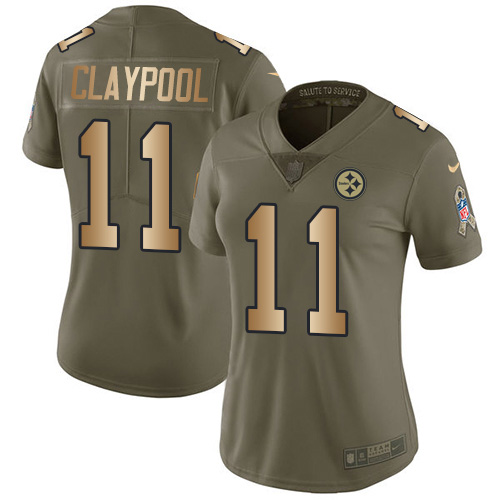 Pittsburgh Steelers #11 Chase Claypool Olive Gold Women Stitched NFL Limited 2017 Salute To Service Jersey->youth nfl jersey->Youth Jersey